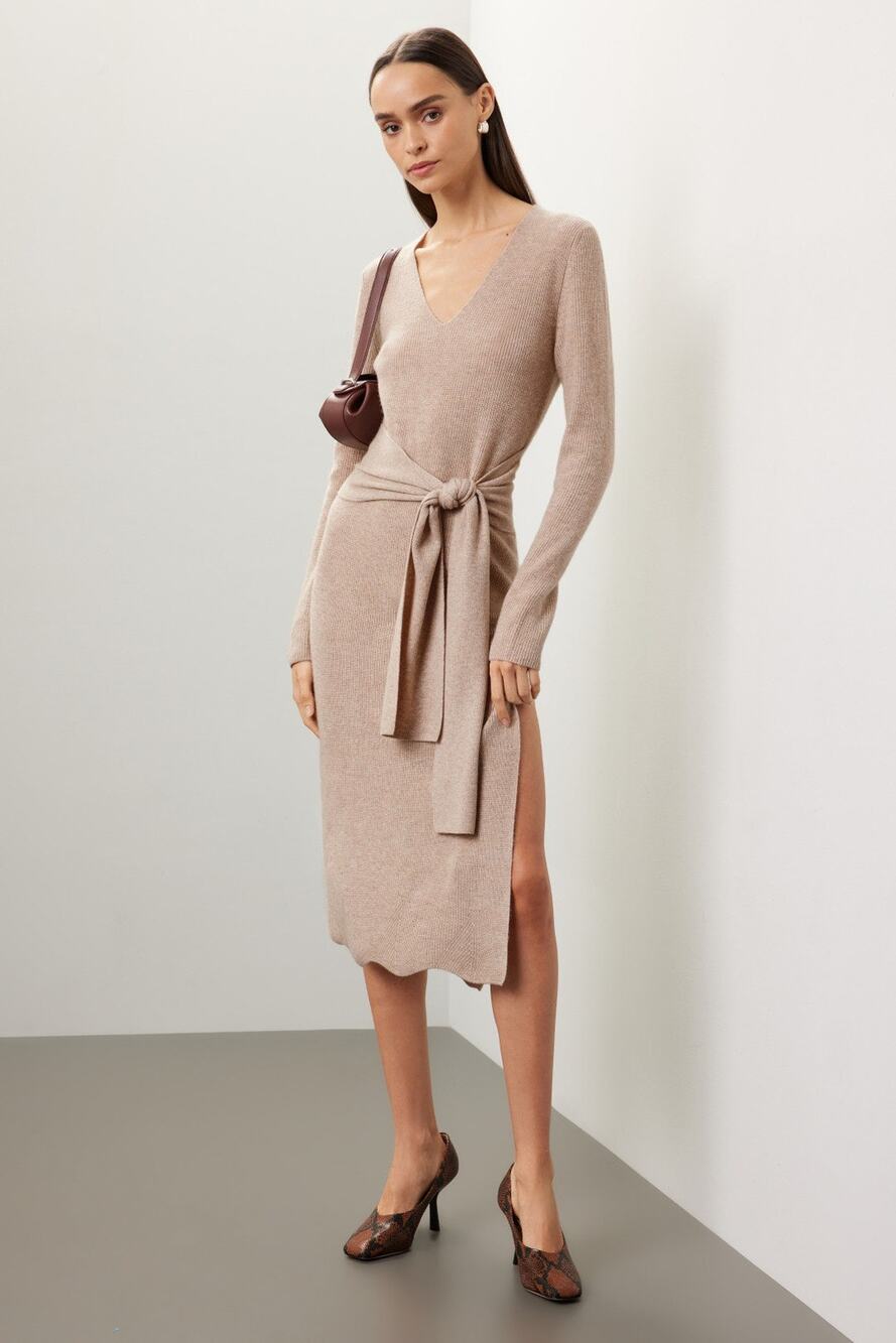 Toccin - Stevie Tie-Front Dress - Size XS - Wool & Cashmere